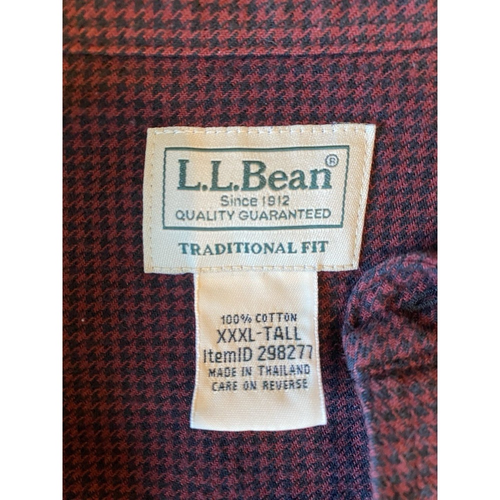 LL Bean Chambray Button Down Shirt Mens 4XL Tall PLAID Traditional Fit 298277 - Picture 3 of 6